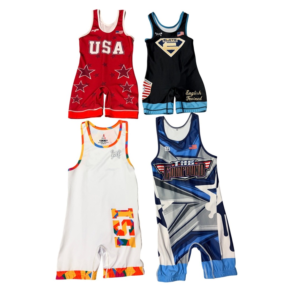 Lot of 4 Wrestling Singlets All-In Gear Elite Athletic Club USA Youth XS S